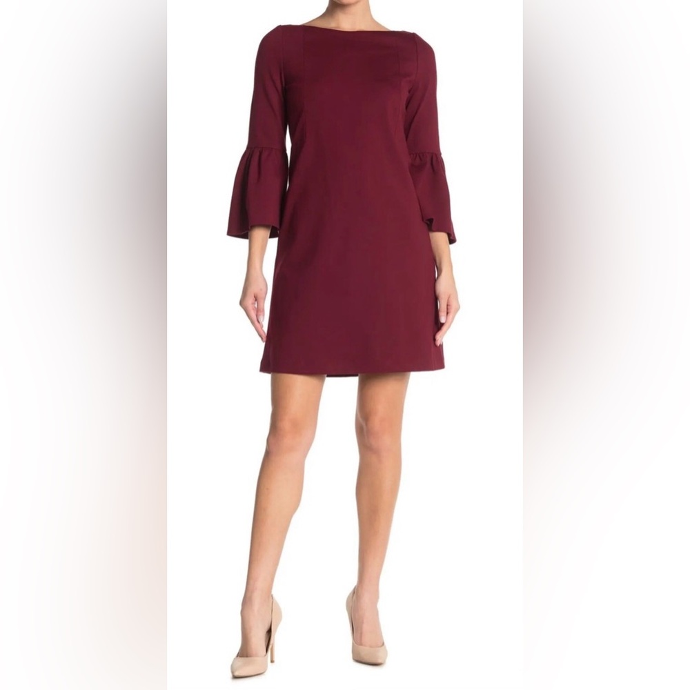 Elegant Burgundy Lafayette 148 New York maroon/wine A line shift dress